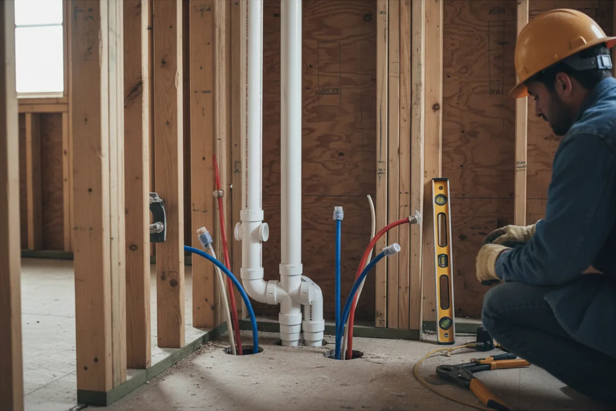 Drain and supply rough-in during Drain Cleaning in Vergennes