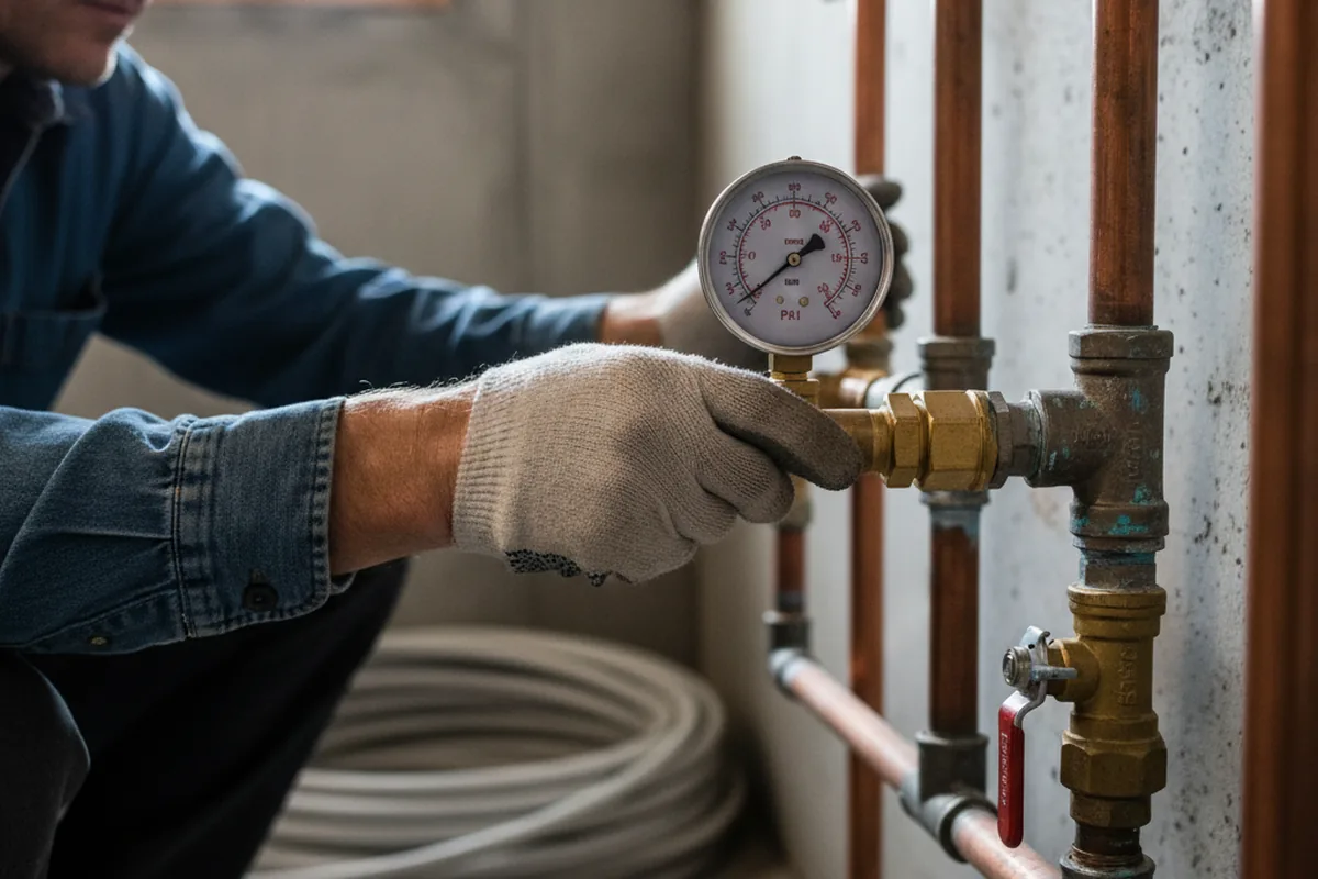 Pressure testing a repaired line during Water Line Repair in Vergennes